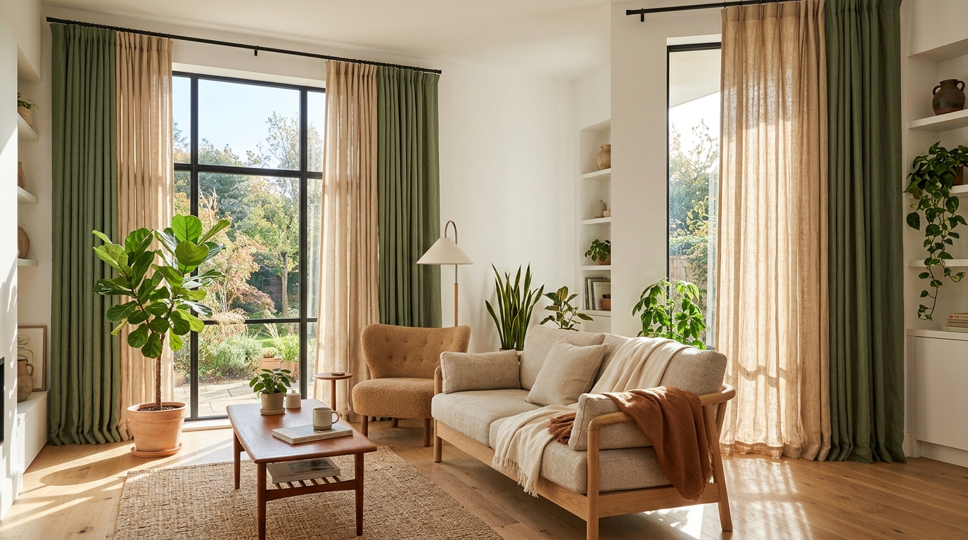 Curtain panels hanging on a window